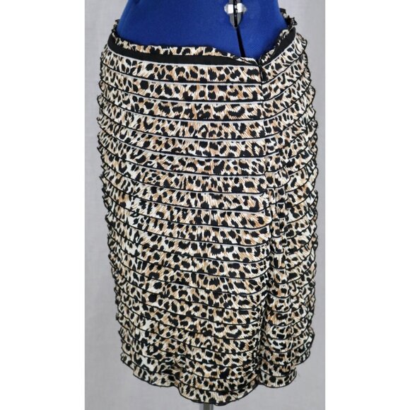 Calvin Klein Skirt Women's Size 8 Animal Print Cheetah Ruffled Hidden Zipper VTG - Picture 2 of 9